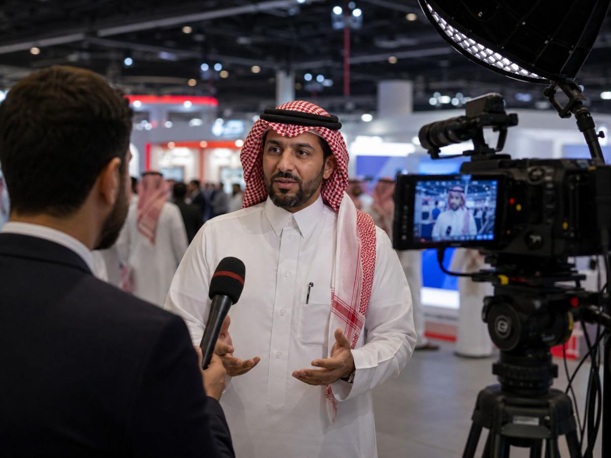 مقابلة مع ضيف في معرض تجاري